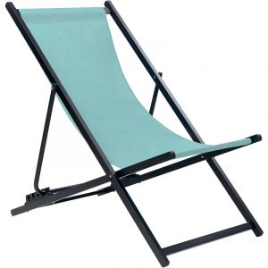 Beliani Transat Pliant et Inclinable pour l'Extérieur en Textilène Turquoise Locri ii