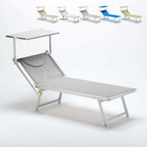 Beach and Garden Design Bain de soleil professionnel chaise longue piscine lit de plage aluminium ITALIA | Gris
