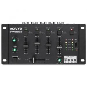 Image de Vonyx STM3025 Table de mixage 4 canaux – USB, Technologie sans fil Bluetooth, 4 entrées ligne RCA, 2 entrées phono RCA, 2 entrées microphone jack 6.35mm, Sortie casque et Master RCA, Idéal pour DJ