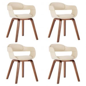 VidaXL Chaises De Salle ¿¿ Manger 4 Pcs Cr¿¿Me Similicuir Et Bois Courb¿¿