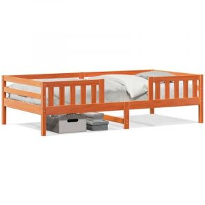 VidaXL Cadre de lit cire marron 100x200 cm bois de pin massif, meuble de chambre à coucher, sommier, lit en bois, lit, lit simple