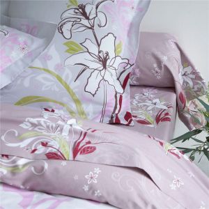 Drap plat en coton JOELY violet parme