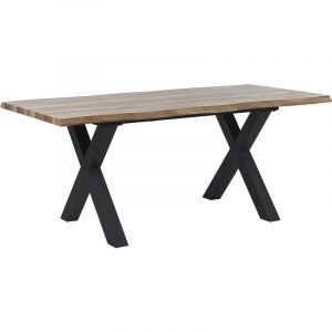 Beliani Table de salle à manger extensible effet bois/noir 140/180 x 90 BRONSON