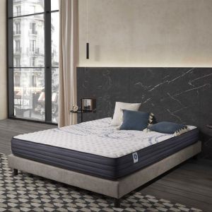 Matelas Perfect Sleep - 160x190 cm - Mousse m&eacute;moire de forme hr, Blue Latex, Hypoallerg&eacute;nique - &Eacute;quilibr&eacute; - 7 zones de confort - Face &eacute;t&eacute;/Hiver