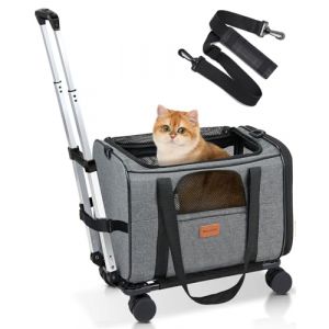 Morpilot Sac de Transport &agrave; roulettes pour Chat, approuv&eacute; par Les compagnies a&eacute;riennes, pour Petits Chiens, pour Grands Chats, Poussette pour Chiot, Sac de Voyage Amovible et Pliable