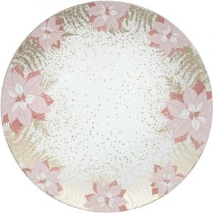 Atmosphera Lot de 12 dessous d'assiette Fleur D.33 cm - Rose et or