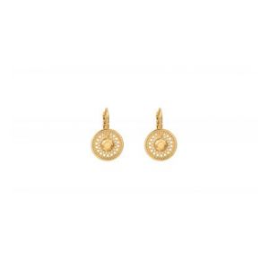 Satellite Boucles d'oreilles dormeuses féminines métal doré à l'or fin I doré Jaune