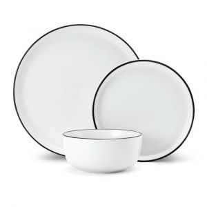 Mikasa - Limestone Dinnerware de Porcelain de 12 Pieces, White Dinnerware for 4 con plates de dinner, side plates de and bowls, Gift box de and