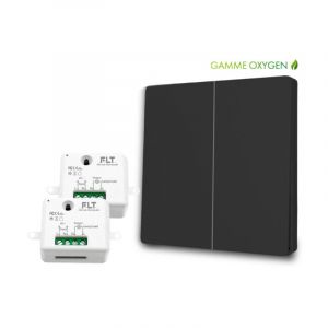 Kit interrupteur va et vient sans fil et sans pile radio - Auto alimenté piézoélectrique - 1 bouton poussoir double allumage + 2 récepteurs radios