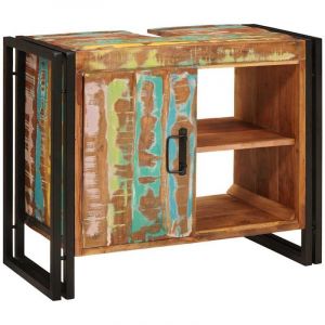VidaXL Meuble sous-vasque de salle de bain Bois r&eacute;cup&eacute;r&eacute; massif, fer