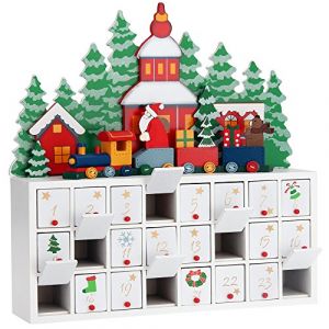 Deuba Calendrier de l'avent "paysage" avec tiroirs pour remplissage individuel fêtes neige