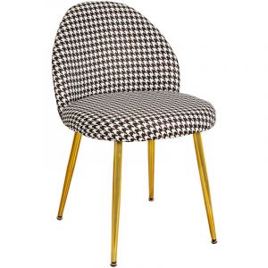 Dining Chair Romimex White Black Metal 51 x 78 x 56 cm Houndstooth