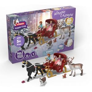 Schleich Horse Club | Grand Calendrier de l&rsquo;Avent 2025 &ndash; Balade en tra&icirc;neau de No&euml;l 99179 | avec Hannah, Sofia, tra&icirc;neau, Renne et Accessoires | id&eacute;e Cadeau | Jouet &eacute;questre d&egrave;s 5 Ans | 31 pi&egrave;ces
