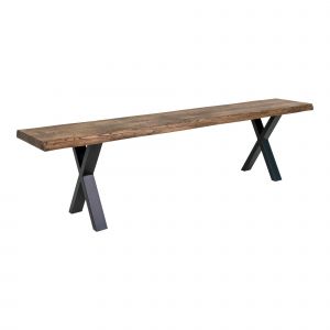 Image de M&S Banc de table 180x32x46 cm en chêne marron et métal