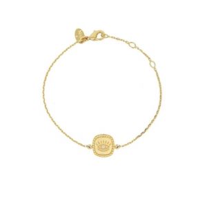 Image de Bracelet chaine maille simple médaillon doré à l'or fin 24K zircon MINI ORACLES