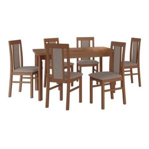 Mobilier1 - Salle à manger complète Victorville 315, Aulne, 78x80x140cm, Diamètre: 0, Nombre de places: 6, Style: Contemporary