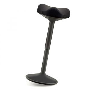 Waytex Tabouret Ergonomique à Bascule, Améliore la Posture, Base bombée antidérapante, Assise Confort matelassée Forme Selle, Hauteur réglable, Poste Assis-Debout, Travail Bureau, Maison, Dessin - Noir
