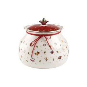Villeroy & Boch Toy's Delight Grand pot de conservation, Porcelaine Premium, Blanc/Rouge