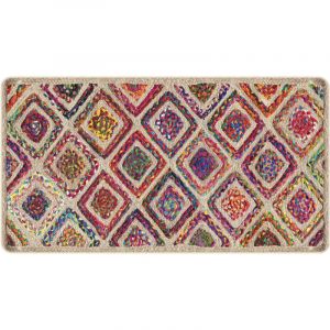 VidaXL Tapis Lavable Antid&eacute;rapant, Moquette de Sol, Carpette de Chambre &agrave; Coucher Salon Salle de S&eacute;jour, Moderne, Multicolore 80x150 cm