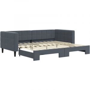 VidaXL Lit de jour avec gigogne sans matelas gris foncé 90x200 cm