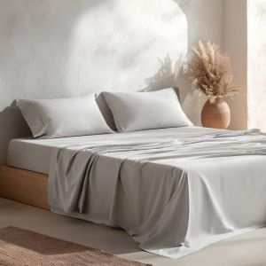 Parure de draps en 100% coton gris clair 90x200 + 45x115cm