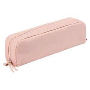 Image de Clairefontaine 8423C - Trousse rectangulaire, en véritable cuir d'agneau, coloris saumon