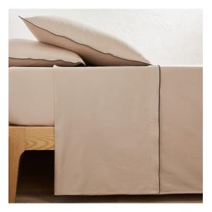 Drap plat satin de coton lavé, Victor uni Beige Couleur Beige Taille 240 x 290 cm