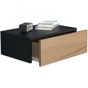 UsalM45 table de nuit accroché au mur 1 tiroir noir, chêne décor. - Noir
