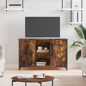 VidaXL Meuble tv chêne fumé 100x35x65 cm bois d'ingénierie