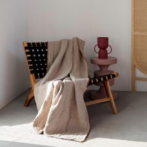 Plaid matelass&eacute; boutis en coton lav&eacute; SEVILLE bronze