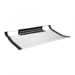 Equinox 544843 Egouttoir Vaisselle Pliable et Amovible en Silicone et Acier Inoxydable - Tapis d'égouttement pour vaiselle, Fruits, légumes, égouttoir de Cuisine - L 50 cm x l 35 cm