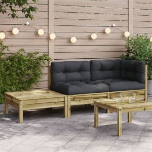 VidaXL Canapé De Jardin Avec Coussins Et Repose-Pied Bois Pin Imprégné