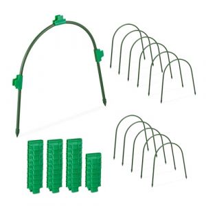 Relaxdays Arceau de Serre Tunnel, Lot de 12, pour Tunnel potager ou parterre surélevé, 40 Pinces, 31x33 cm, Acier, Vert