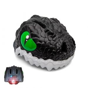 Casque de velo pour enfants dragon noir crazy safety certifie en1078