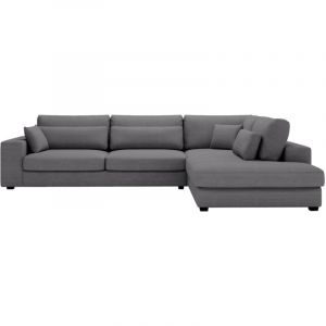 Mobilier Deco - cathy - Canapé d'angle en velours côtelé gris foncé - Angle droit