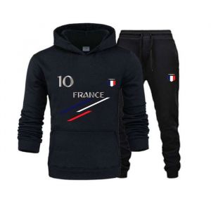 Jogging Surv&ecirc;tement Foot France Enfant Noir (Taille 7-8 Ans,Couleur Noir)