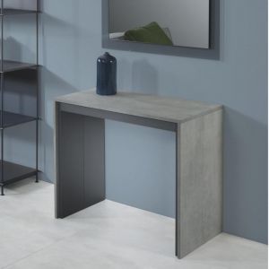 Table console extensible FORDA gris béton/cadre gris ardoise largeur 90cm*270cm