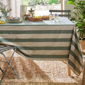 Nappe antitache RAYAS &agrave; rayures vert eucalyptus