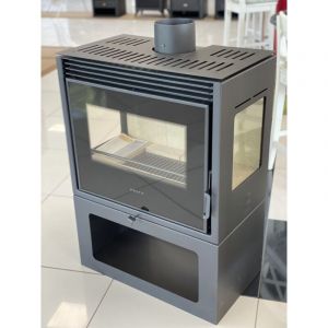 Prity - Poêle à bois PM3-TV – 13 kW, Noir Graphite, Classe a+, Design Panoramique avec Triple Vitrage