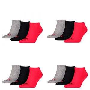 Puma 12 pair Sneaker Invisible Socks Unisex Mens & Ladies, Socken & Strümpfe:43-46, Farben:232 - black / red