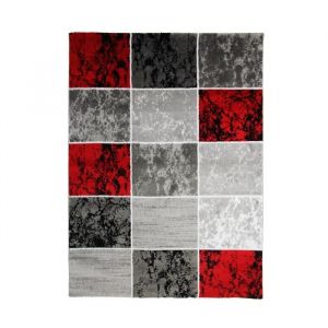 Image de SUBWAY CUBE Tapis de salon contemporain en polypropylène 240 x 340 cm Rouge