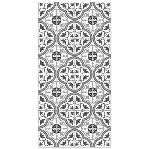 Tapis Vinyle Panorama Carreaux Ciments Fleur Gris 120x160 cm - Tapis pour Cuisine, Bureau et Salon en PVC