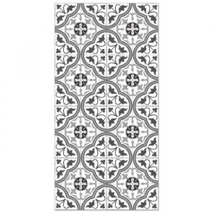 Image de Tapis Vinyle Panorama Carreaux Ciments Fleur Gris 120x160 cm - Tapis pour Cuisine, Bureau et Salon en PVC