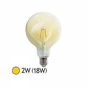 Vision-El Ampoule LED COB &agrave; Filament 2W (18W) E27 Blanc chaud 2700&deg;K &Oslash;125 Dor&eacute;e