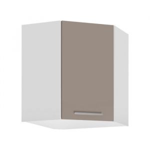 Meuble haut d'angle de cuisine " Salma" - Taupe/Blanc - L 60 x H 72 cm