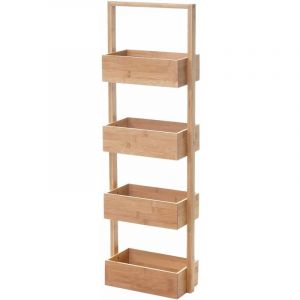 D&eacute;coshop26 Tag&egrave;re de salle de bain rangement avec 4 paniers bambou 88x28x15cm 040005168