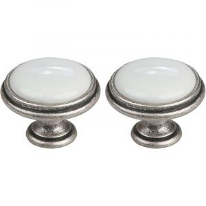 Cyclingcolors 2x bouton de tiroir finition nickel &eacute;tain porcelaine c&eacute;ramique 35 mm meuble vintage avec vis