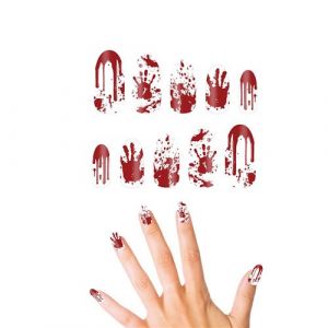 10 faux ongles ensanglanté avec colle - guirca 15867