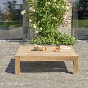 Bois Dessus Bois Dessous Table basse de jardin en teck 102 cm - Naturel