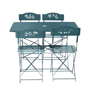 Ozalide Ensemble de jardin 2 places en acier bleu canard